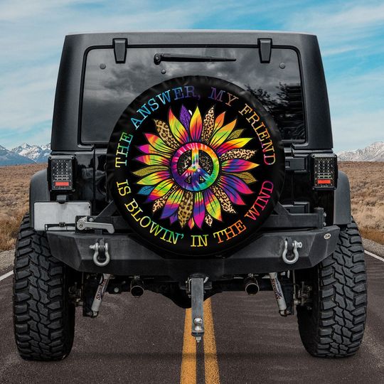 Discover Leopard Sunflower Hippie Peace Sign Spare Tire Cover
