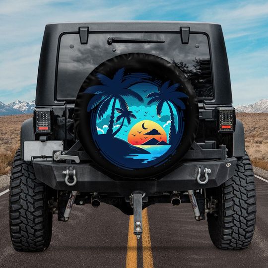 Discover Tropical Island Beach Vintage Spare Tire Cover