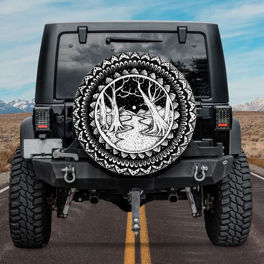 Discover Mandala Forest Camping Night Camping Spare Tire Covers