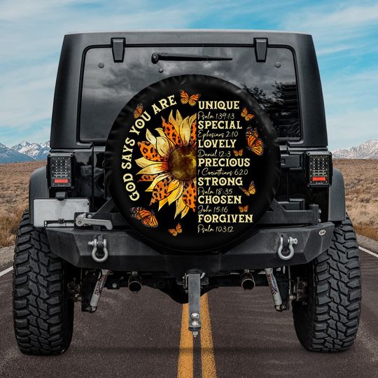 Discover You Are Inspiration, Sunflower Faith Gift Spare Tire Covers