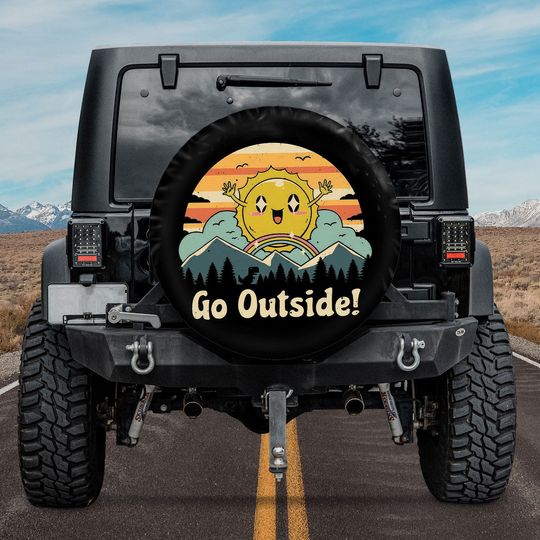 Discover Go Outside - Mountain Camping Site Spare Tire Cover