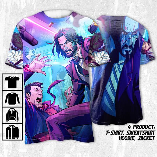 Discover John Wick Art Glasses Broken, Movie 3D Shirt