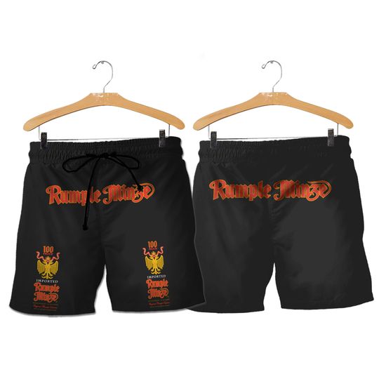 Discover Rumple Minze Horizontal Text Shorts, Beer basic men Hawaiian shorts