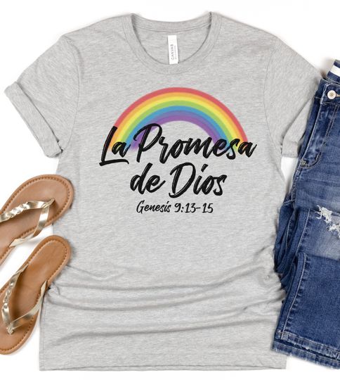Discover Camisa de La Promesa de Dios, Gods Promise Shirt, Christian Rainbow Shirt