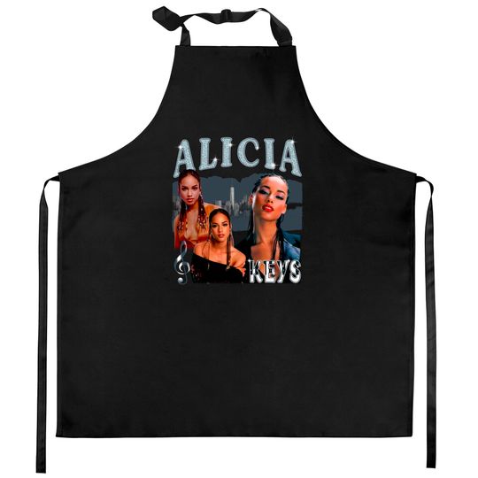 Discover Alicia Keys Kitchen Aprons - 90s Vintage x Bootleg Style Rap Kitchen Aprons, Gifts for Him