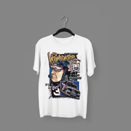 Discover 1990s Dale Earnhardt The Intimidator Rap Tee Style Graphic All Over Print Racing T-Shirt