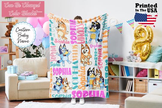 Discover Cartoon Characters Custom Name Blanket, Personalized Blanket, Personalized Gifts, Cartoon Character Blanket