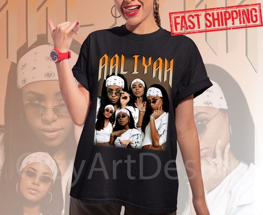 Discover Vintage 90s Bootleg Aaliyah Shirt, American Singer T-Shirt