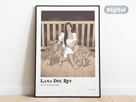 Discover Lana Del Rey poster with fan art of Blue Banisters album cover