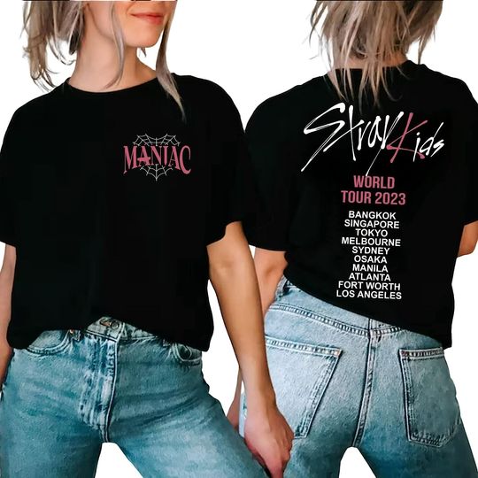 Discover Stray Kids World Tour 2023 T-Shirt, Maniac Kpop Concert Fan Mad