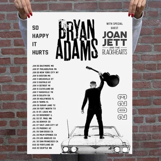 Discover Bryan Adams SoHappy It Hurts Tour 2023 Poster