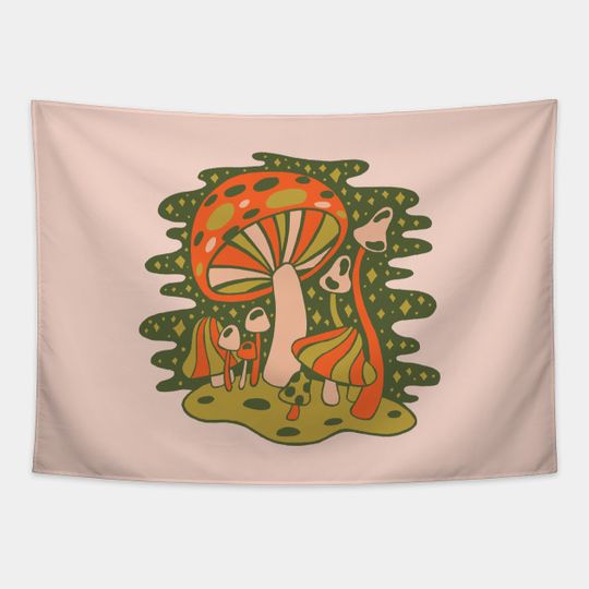 Discover Forest of Mushrooms - Mushroom - Tapestry