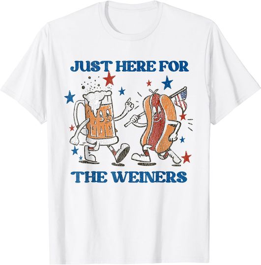 Discover Hot Dog I'm Just Here For The Wieners 4Th Of July Funny T-Shirt