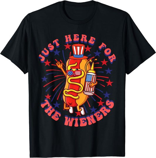 Discover 4th Of July I'm Just Here For The Wieners Hot Dogs Funny T-Shirt