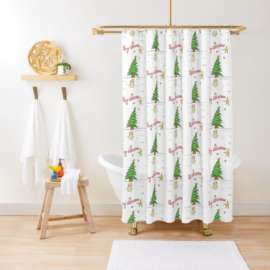 Discover Dog Christmas Greeting card Shower Curtain