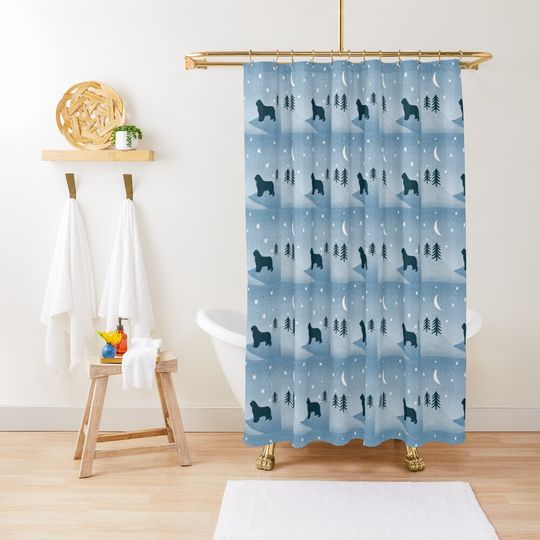 Discover Old Timey Newfoundland Dog Winter Design Shower Curtain
