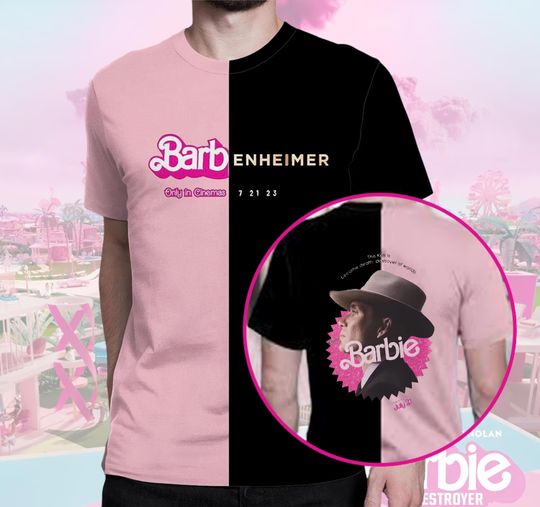 Discover Barbenheimer Barbie Movie Oppenheimer 3D Shirt, 2 Side Barbie Movie T-Shirt
