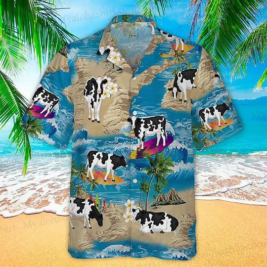 Discover Unisex Cow Hawaiian Shirt Cow Summer Vacation On Beach Aloha