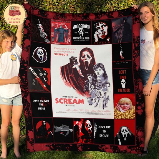 Discover Scream Fleece Blanket, Mink Sherpa Blanket, Ghostface Blanket