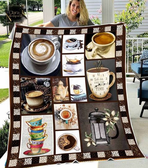 Discover Coffee And Tea Fleece Blanket, Mink Sherpa Blanket