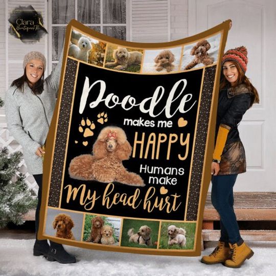 Discover Poodle Makes Me Happy Dog Fleece Blanket