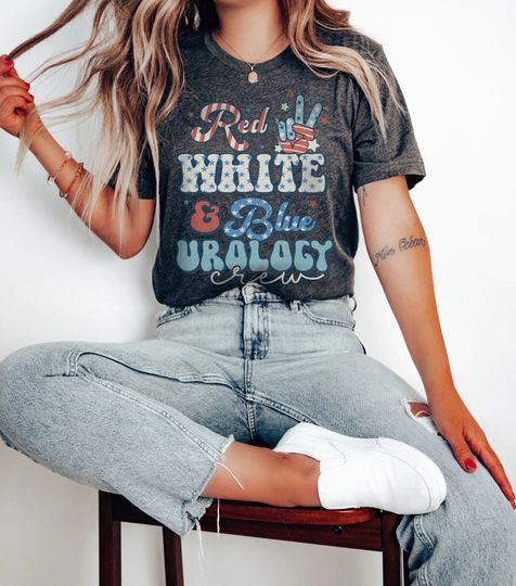 Discover Urology Nurse 4th of July T-Shirt, Red White Blue Urology Crew TShirt