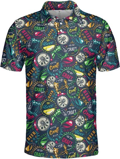 Discover Gopory Beer Golf Shirts for Men Beer Shirt Hawaiian Polo Shirt