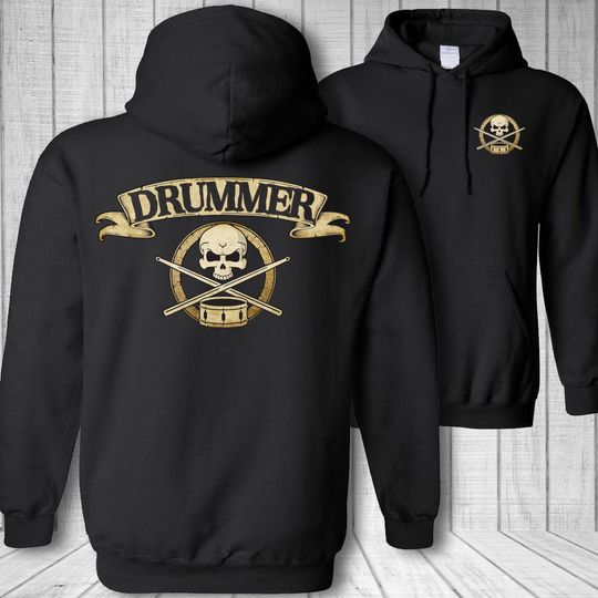Discover Drummer skull hoodie, drumming skull hooded sweatshirt