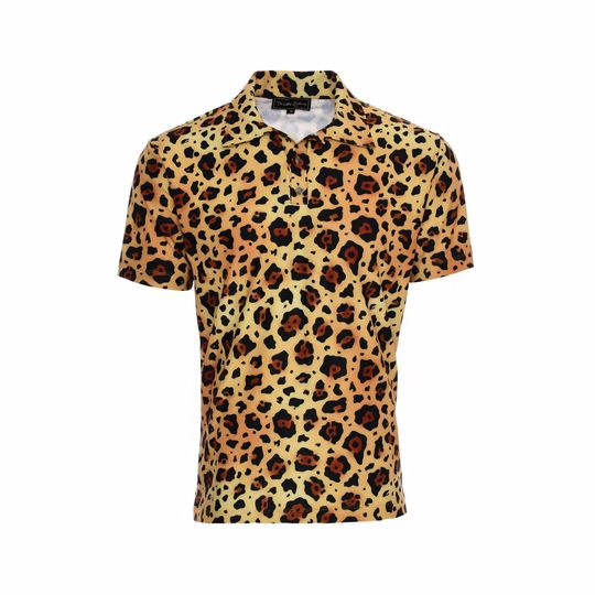 Discover Mens Leopard Print Cool Jersey Knit Tennis Golf Polo Shirt