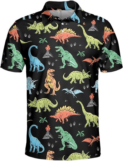 Discover Gopory Dinosaur Golf Shirts for Men Dinosaur Polo Shirts