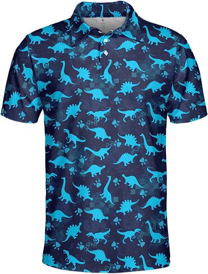 Discover Gopory Funny Golf Shirts for Men Dinosaur Polo Shirts