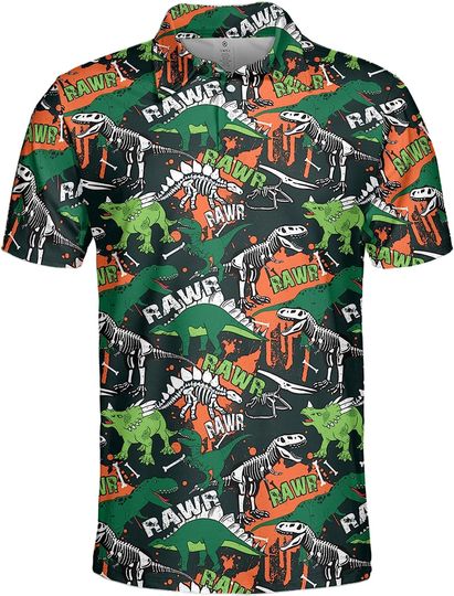 Discover Gopory Funny Golf Shirts for Men Dinosaur Polo Shirts