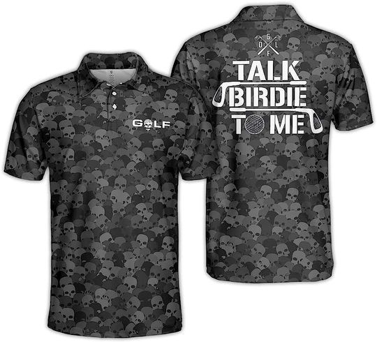 Discover Camo Flag Golf Shirt - Skull Design for Men
