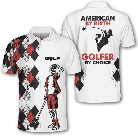 Discover Gopory, Skull Golf Polo Shirts for Men Argyle Funny Golf Shirts