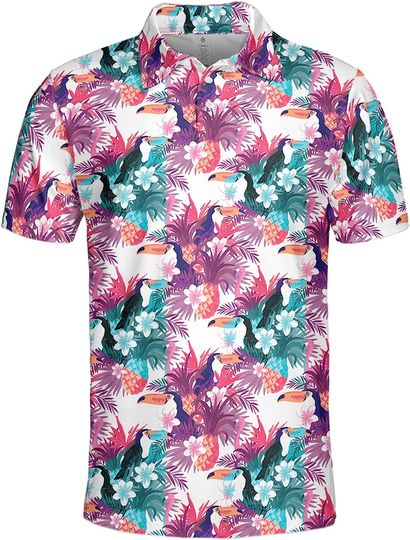Discover Funny Golf Shirts for Men Toucan Polo Tropical Bird Polo Shirt
