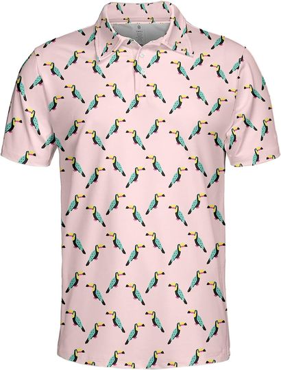 Discover Funny Golf Shirts for Men Toucan Polo Tropical Bird Polo Shirt