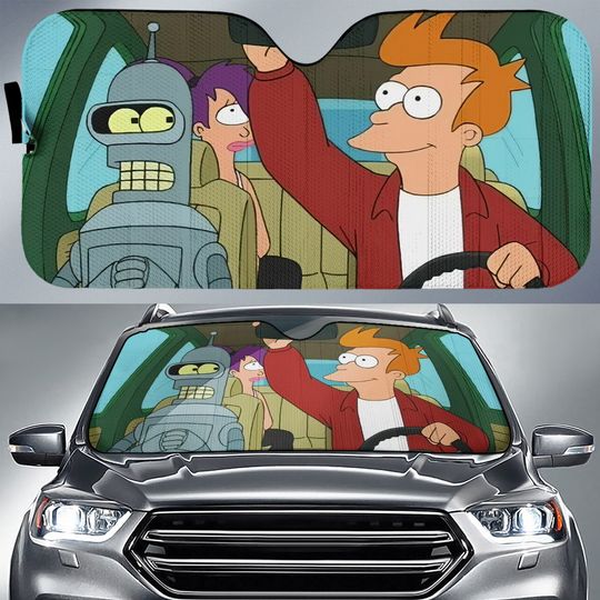 Discover Futurama Philip J Fry Bender Leela Car Sunshade