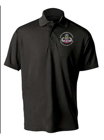 Discover 82nd Airborne Division w/ Ranger Tab Embroidered Moisture Wick Polo Shirt