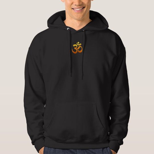 Discover Yoga Om Mantra Symbol Double Sided Gold Sun Mens Hoodie