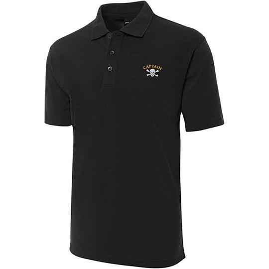 Discover Pirate Captain Embroidered Short Sleeve Polo Shirts