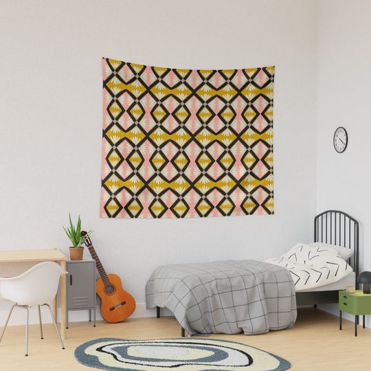 Discover Geometric White Daisies  Tapestry