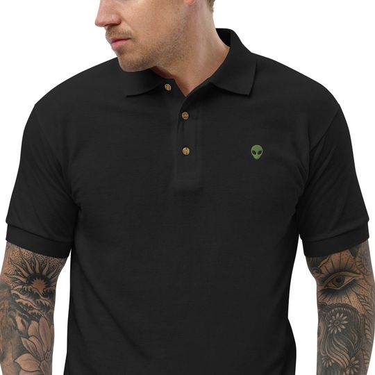 Discover Alien Embroidered Polo Shirt | Alien Minimal Polo