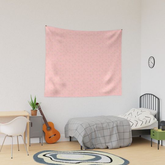 Discover Strawberries and Flowers Print on Pink Tapestry