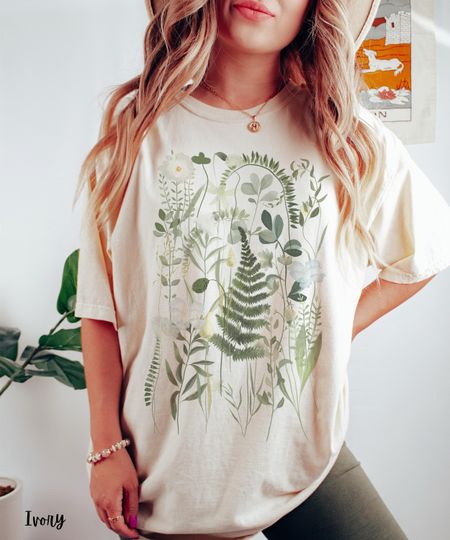 Discover Botanical Cottagecore Shirt, Vintage Flower T-shirt, Wildflower Tee, Herbology Plant Shirt