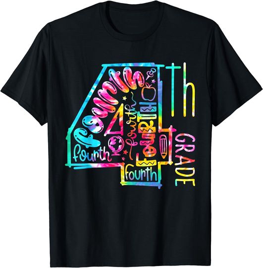 Discover Tie Dye Fourth Grade 4th Grade Back To School Student kids T-Shirt