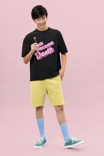 Discover I am become Death in pink Barbie font unisex Beefy TShirt for Barbenheimer