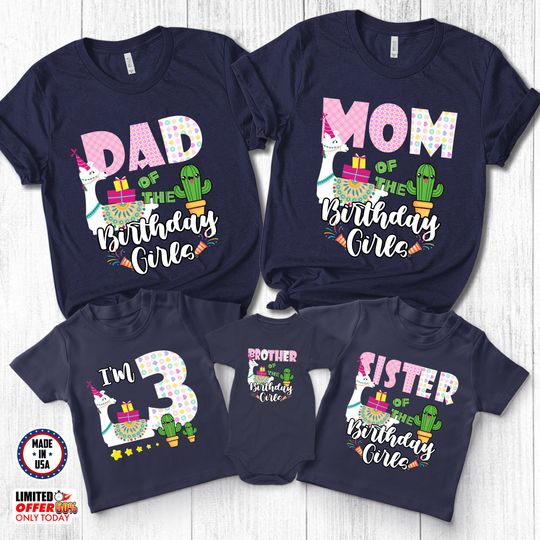 Discover Llama Family Birthday Matching Shirt