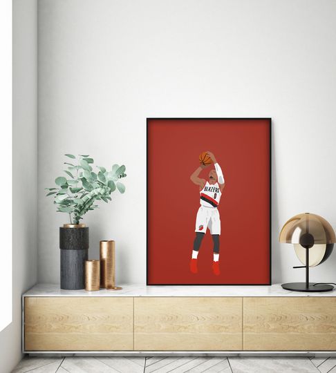 Discover Dame Damien Lillard Poster. Trail Blazers Minimalist Modern Art Print. Customizable