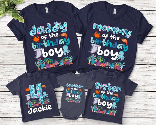 Discover Family Ocean Birthday Girl Matching Shirt, Sea Animals Birthday, Ocean Animals Theme, Mermaid Magical Shirt