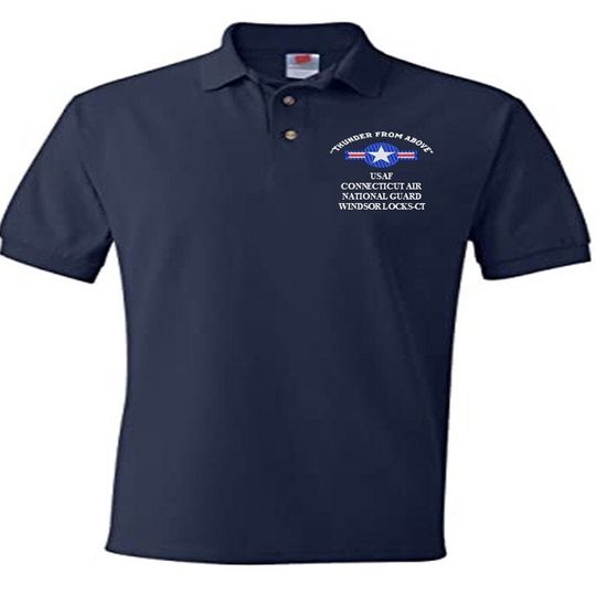 Discover Connecticut Air National Guard Windsor Locks CT  Air Embroidered Polo Shirt
